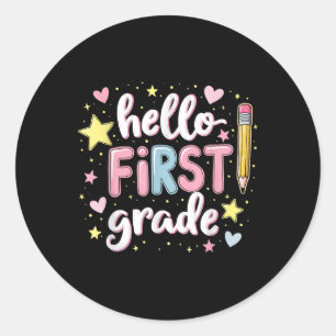Team 1st Grade Back To School Outfit Classic Round Sticker