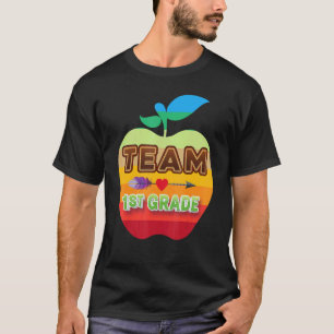 Team 1st Grade First Rainbow Apple Kid Teacher Bac T-Shirt