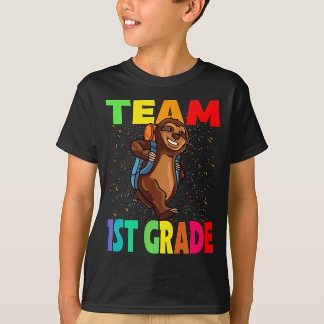 Team 1st Grade Sloth Back To School T-Shirt (Front)