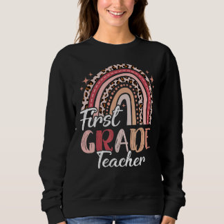 Team 1st Grade Teacher First Day Of School Leopard Sweatshirt