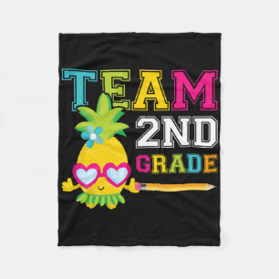 Team 2nd Grade Cute Tropical Pineapple Fleece Blanket