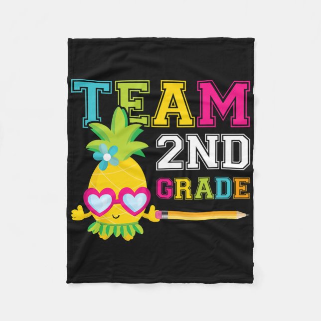 Team 2nd Grade Cute Tropical Pineapple  Fleece Blanket (Front)