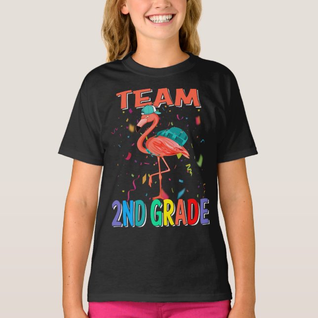 Team 2nd Grade Flamingo Back To School T-Shirt (Front)
