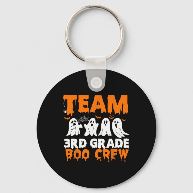 Team 3rd Grade Boo Crew Halloween Ghost  Key Ring (Front)