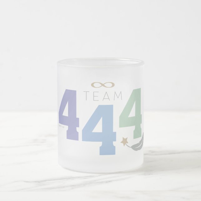 Team 444 frosted glass coffee mug (Center)