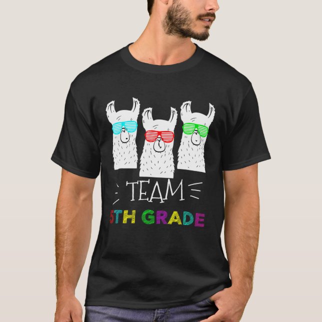 Team 5th Grade  Llama Back To School T-Shirt (Front)