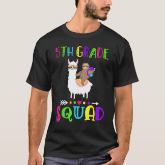 Team 5th Grade Squad  Llama Sloth Back To School T-Shirt