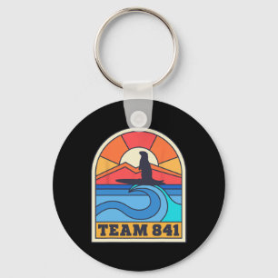 Team 841 Otter Surfing California Beach Funny Retr Key Ring