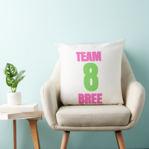 Team 8 Bree Pillow, Cute Pink Green Team Pillow, N Cushion