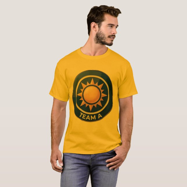Team A Sun Emblem Badge Design | Leadership Team T-Shirt (Front Full)