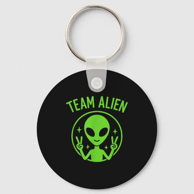 Team Alien – Funny Green Extraterrestrial Peace Si Key Ring (Front)