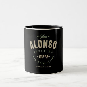 Team Alonso Lifetime Member Personalised Name Two-Tone Coffee Mug