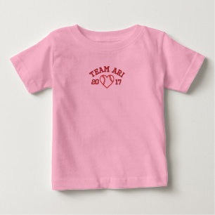 Team Ari toddler baseball heart ruffle shir Baby T-Shirt