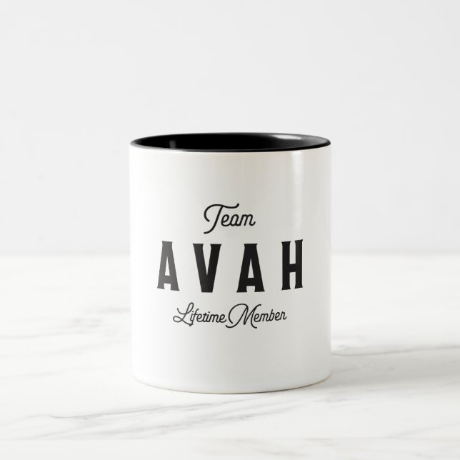 Team Avah Lifetime Member Personalised Name Two-Tone Coffee Mug (Center)