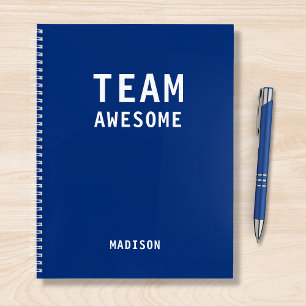 Team Awesome Blue Personalised Name Notebook