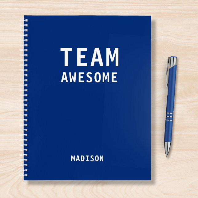 Team Awesome Blue Personalised Name Notebook (Creator Uploaded)