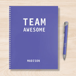Team Awesome Purple Personalised Name Notebook