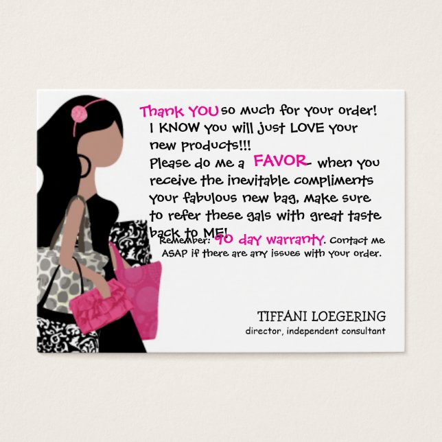 Team BAG Lady customer thank you cards (Front)