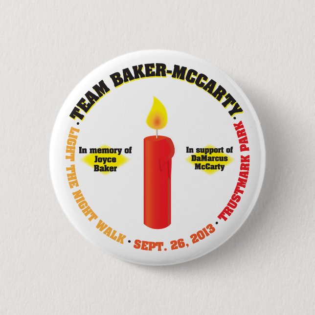 Team Baker-McCarty Light the Night Walk 2013 6 Cm Round Badge (Front)