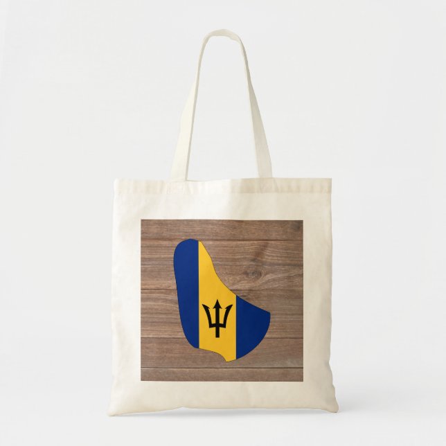 Team barbados Flag Map on Wood Tote Bag (Front)