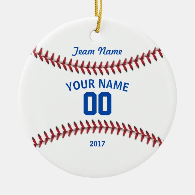Team Baseball Sport Ceramic Tree Decoration (Front)