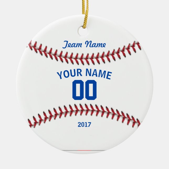 Team Baseball Sport Ceramic Tree Decoration (Front)