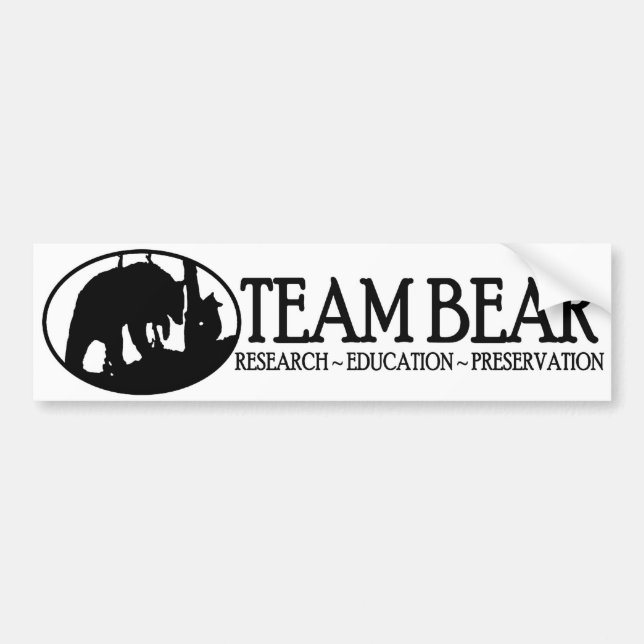Team Bear Bumper Sticker Black (Front)