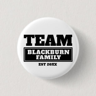 Team black personalised family or team button