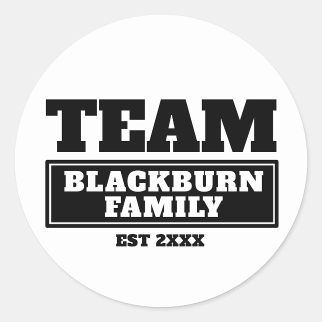 Team black personalised family or team stickers (Front)
