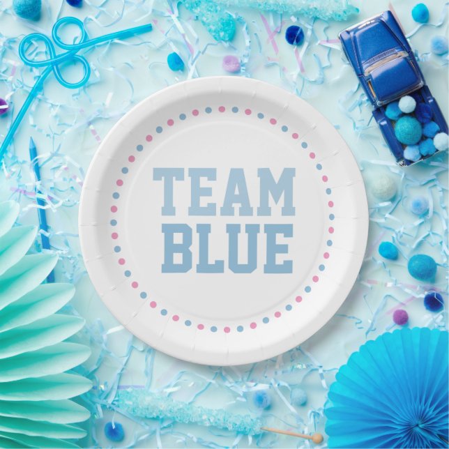 Team Blue Baby Gender Reveal Party Plates (Party)