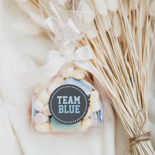 Team Blue Chalkboard Baby Gender Reveal Classic Round Sticker