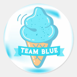 Team Blue Ice Cream Gender Reveal Favor Classic Round Sticker