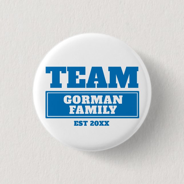 Team blue personalised family or team button (Front)
