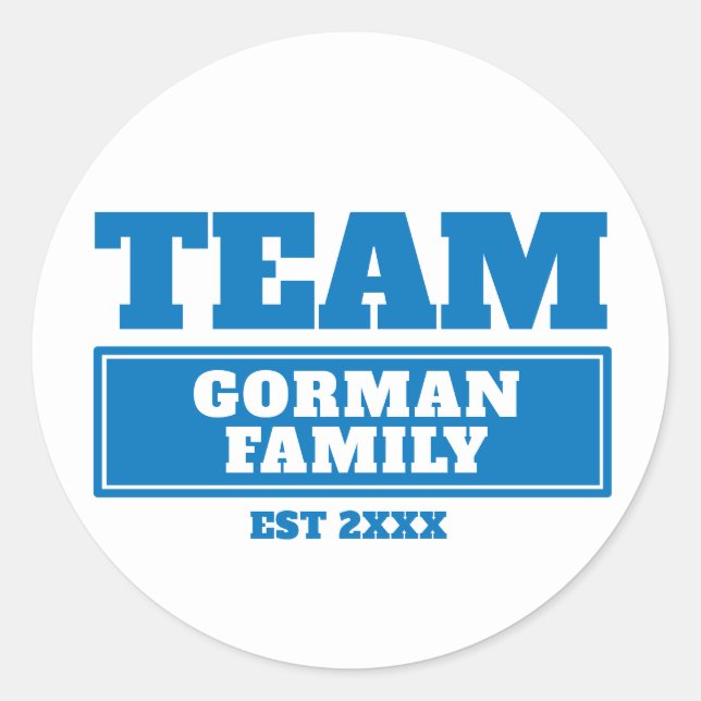 Team blue personalised family or team stickers (Front)