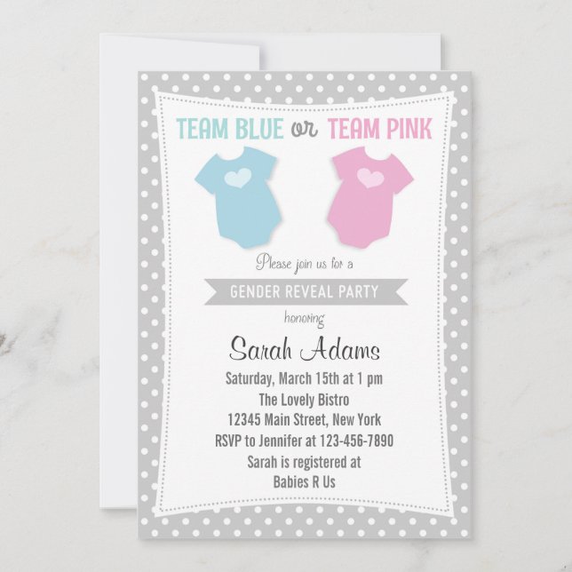 Team Blue Team Pink Gender Reveal Party Invitation (Front)