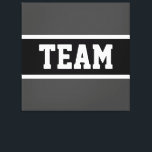 TEAM Bold Athletic Dark Grey Black White Stripes Canvas Print<br><div class="desc">This athletic design features bold TEAM text inside a highlighted wide black stripe with white pinstripes against dark grey background stripes.  The text can be personalised.</div>