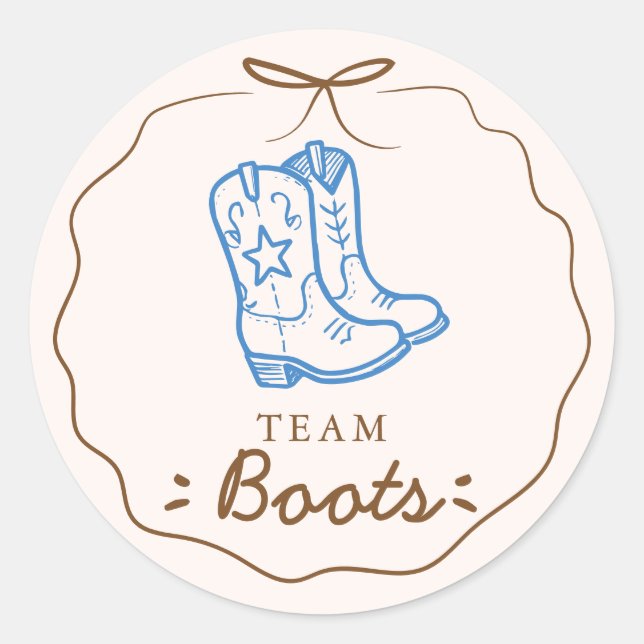 Team Boots Gender Reveal Voting Classic Round Sticker (Front)
