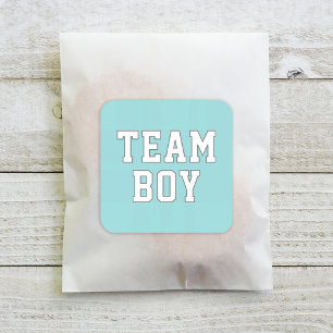 Team Boy Aqua Blue Baby Gender Reveal Party Square Sticker
