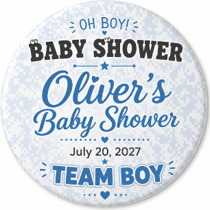 Team Boy Baby Shower Buttons