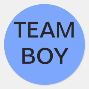 Team Boy Baby Shower Classic Round Sticker