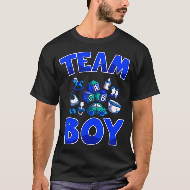 Team Boy Baby Shower Gender Reveal Baby Party T-Shirt (Front)