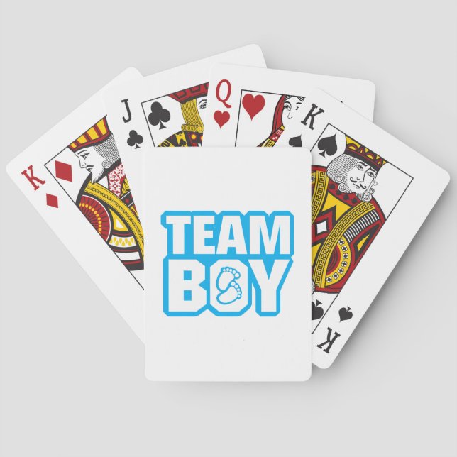 Team Boy Baby Shower Gender Reveal Party Blue Playing Cards (Back)