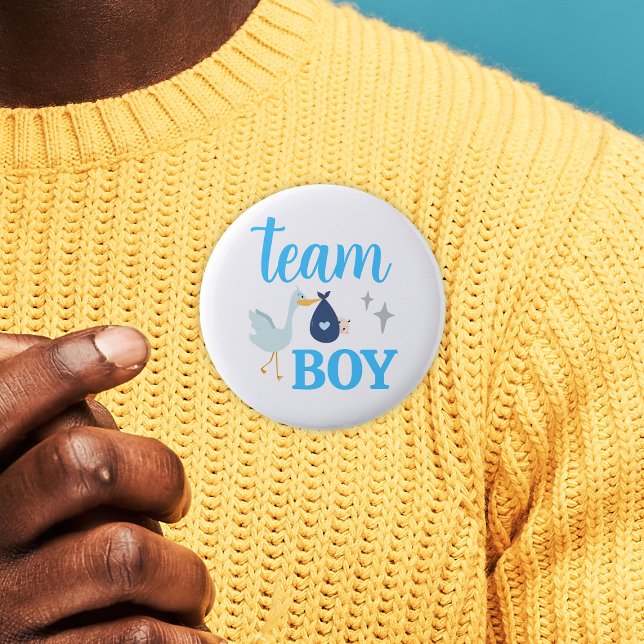 Team Boy Blue Gender Reveal Party 6 Cm Round Badge (Team Boy Blue Gender Reveal Party Button
)