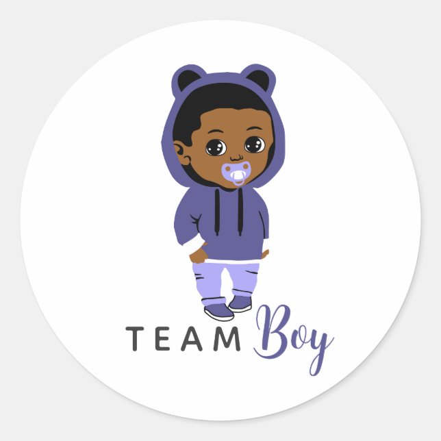 Team Boy Blue Hoodie African American Baby  Classic Round Sticker (Front)