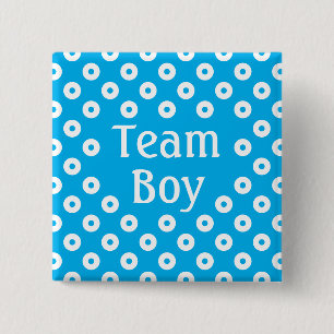 "Team Boy" Blue Polka Dot Gender Prediction 15 Cm Square Badge