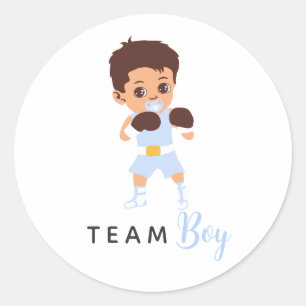 Team Boy Boxing Baby Gender Reveal Stickers