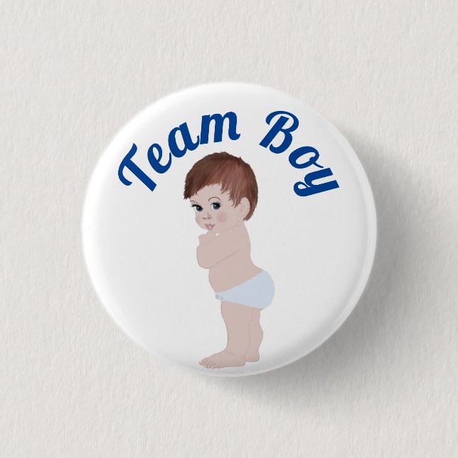 "Team Boy" Cute Baby Gender Reveal 3 Cm Round Badg 3 Cm Round Badge (Front)