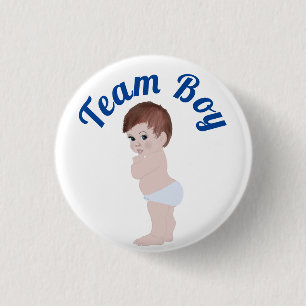 "Team Boy" Cute Baby Gender Reveal 3 Cm Round Badg 3 Cm Round Badge
