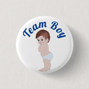 "Team Boy" Cute Baby Gender Reveal 3 Cm Round Badg Badge