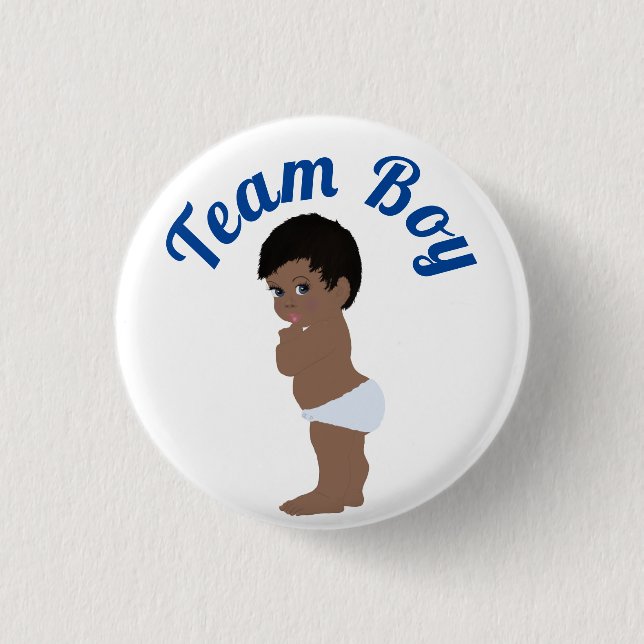 "Team Boy" Cute Baby Gender Reveal 3 Cm Round Badge (Front)